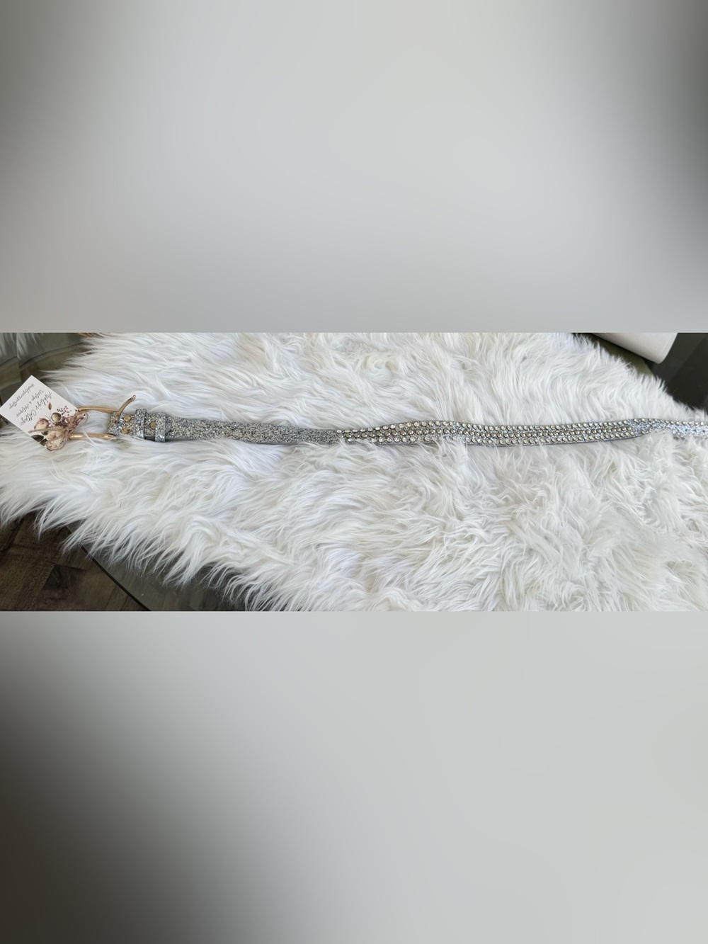 Crystal-Embellished Silver Women’s Belt